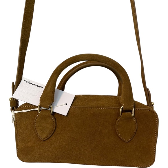 NEW Reformation Patrizia Crossbody Bag NWT Purse Suede Tan/Brown - Picture 1 of 6